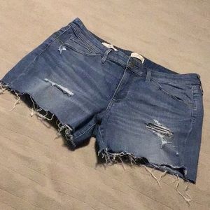 UNIVERSAL THREAD HIGH RISE MIDI DISTRESSED DENIM SHORTS